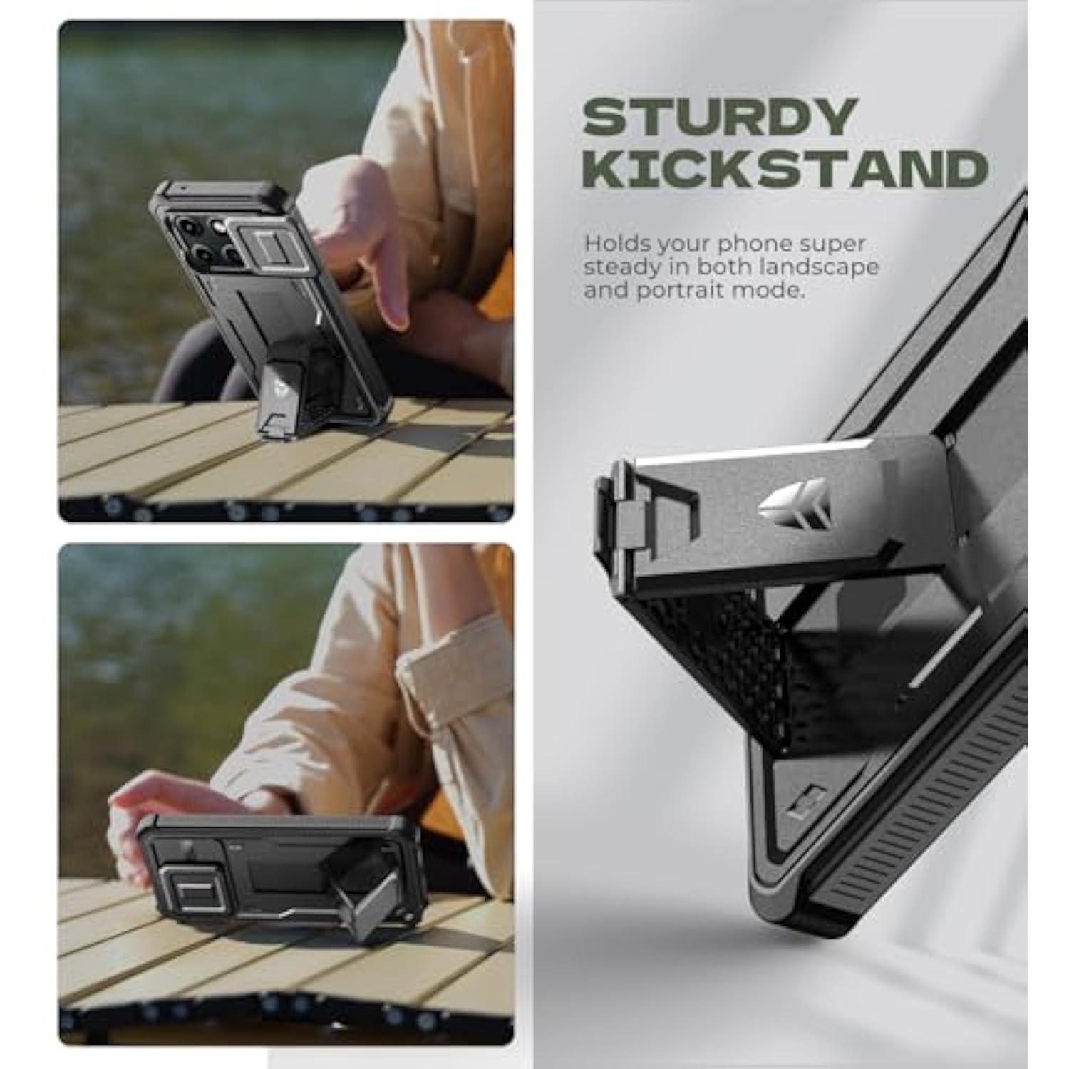 For Motorola Moto G Stylus-5G-2025 Case, [2 Front Frame] [Built-In Magnetic Slide Camera Cover] Heavy Duty Protection Shockproof Cover Case With Screen Protector Kickstand, 6.7 Inch Black