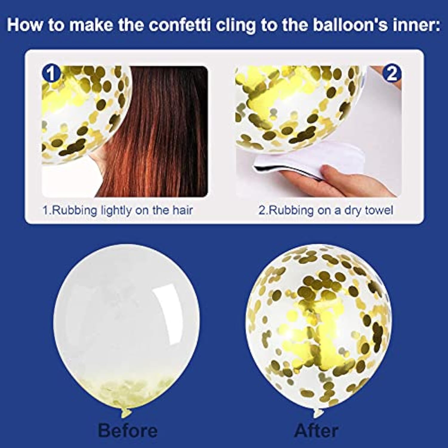 97pcs Navy Blue Balloon Garland Kit – Metallic Blue, Gold & Confetti Balloons for Party Decor