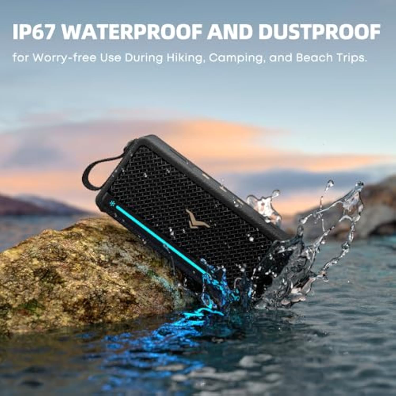 Portable Bluetooth Speakers, Ipx7 Waterproof Wireless Speaker With Lights, 40W Loud Stereo Sound, Active Extra Bass, Bluetooth 5.3, Dual Pairing, 12H Playtime For Home, Party, Outdoor, Beach, Travel