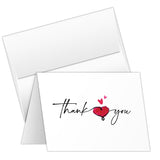 Thank You Greeting Cards And Envelopes – Love Heart Cute Script Artistic Appreciation Cards For Valentine'S Day, Weddings, Anniversaries, Bridal Showers, Birthdays – 4.25" X 5.5" – 10 Per Pack