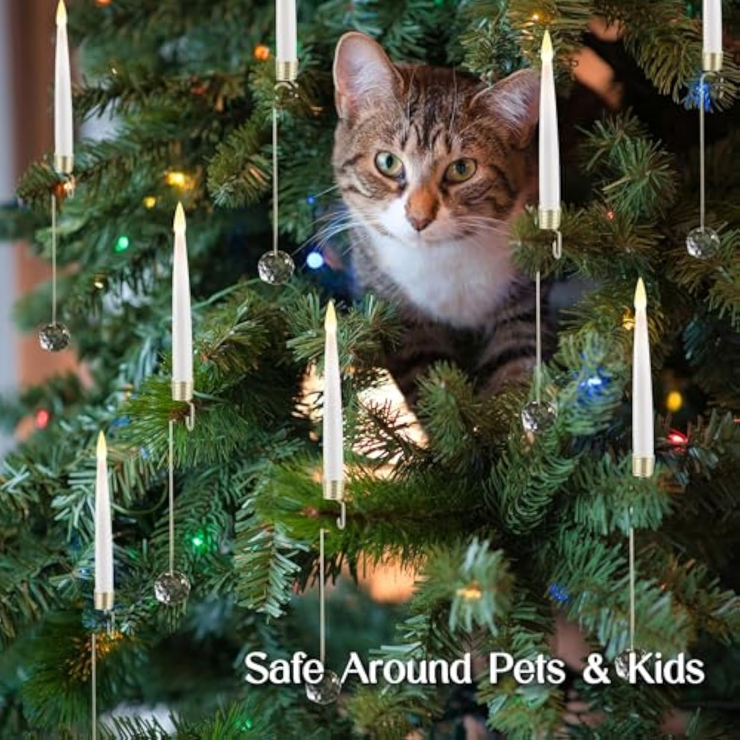 Christmas Tree Candles, 10 Pack Flameless Taper Candles For Christmas Tree Decor, Fake Led Candle Battery Operated With Remote For Xmas Wedding Home Gift With Crystal Ball Hook