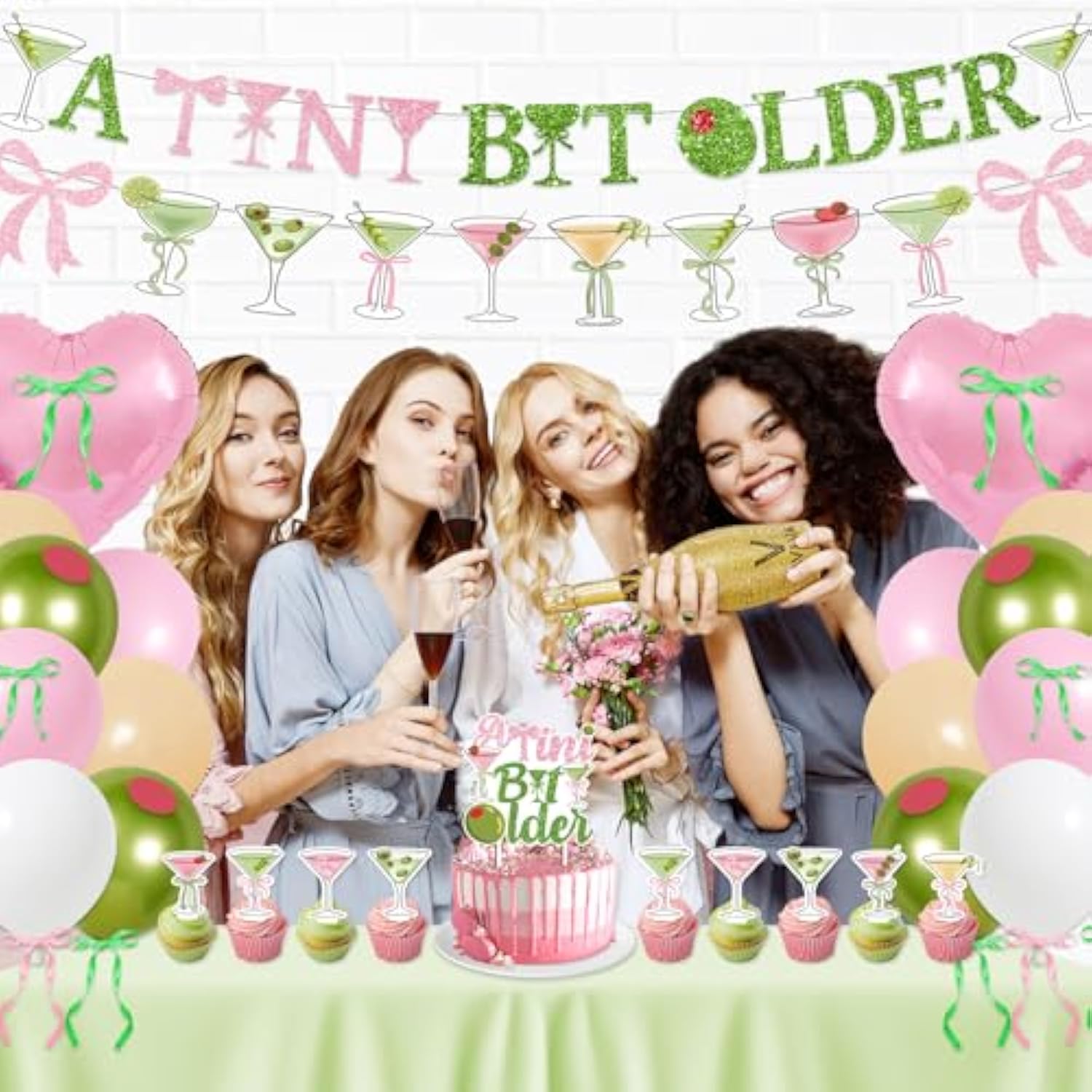 63 Pcs Espresso Martini Party Decorations, Glitter Banner, Cake Topper, Balloons