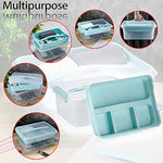 Stack & Carry Box, Clear Plastic Storage Container Stackable Home Utility Box With Removable Tray Multi-Purpose Storage Bin For Organizing Stationery, Sewing, Art Craft Supplies(Blue)