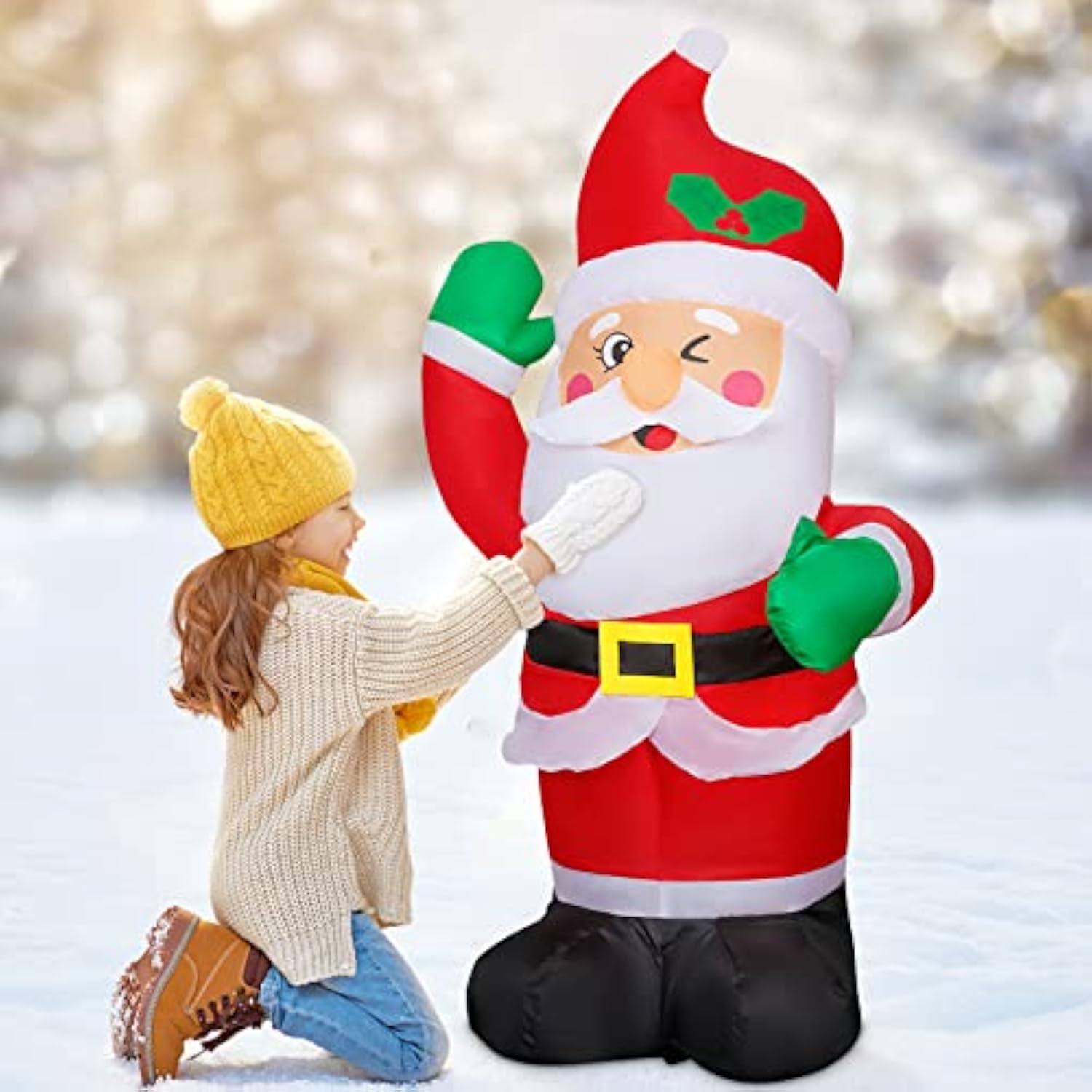 4.2 Ft Christmas Inflatables Santa Claus Outdoor Decorations Xmas Blow Up With Built-In Leds For Indoor Yard Lawn Garden