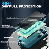 Designed For Samsung Galaxy S24 Ultra Case [With Privacy Screen Protector] 3-Layer Full Body Protection Rugged Shockproof Heavy Duty Phone Case Cover, Turquoise