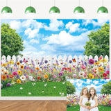 Spring Backdrop Spring Garden Flower Photography Background Easter Decoration Banner Children Birthday Baby Shower Party Photo Studio Props (7X5Ft: 84X60 Inch)