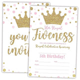 Royal Fifth Birthday Invitations, Gold Crown 5Th Double-Sided Fill-In Invite Cards For Birthday Party?Boys, Girls, Kids,Teen, 20 Invitations With Envelopes, Decorations,Party Favor And Supply-A42