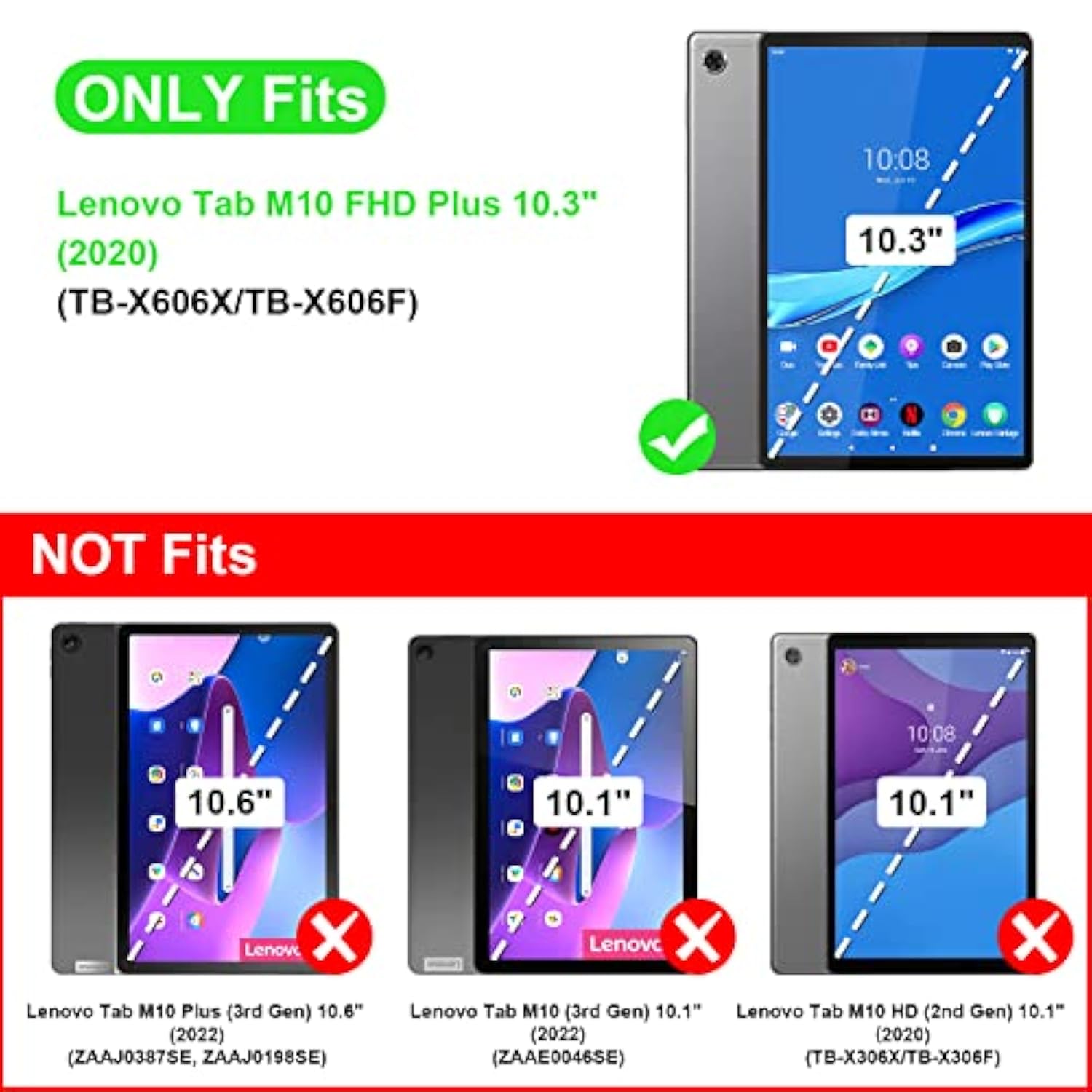 Case For Lenovo Tab M10 Plus 10.3" (Not For M10 Plus Gen 3Rd 10.6" 2022), Ligh