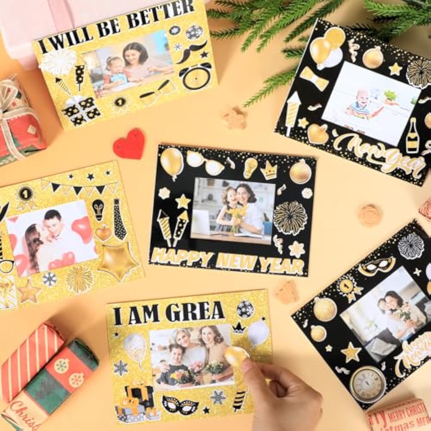 30 Packs New Year Diy Craft Kit For Kids Happy New Year Paper Picture Frames With Stickers And Rope For 2026 Winter Year’S Eve Party Gifts Craft School Home Classroom Game Activity Supply