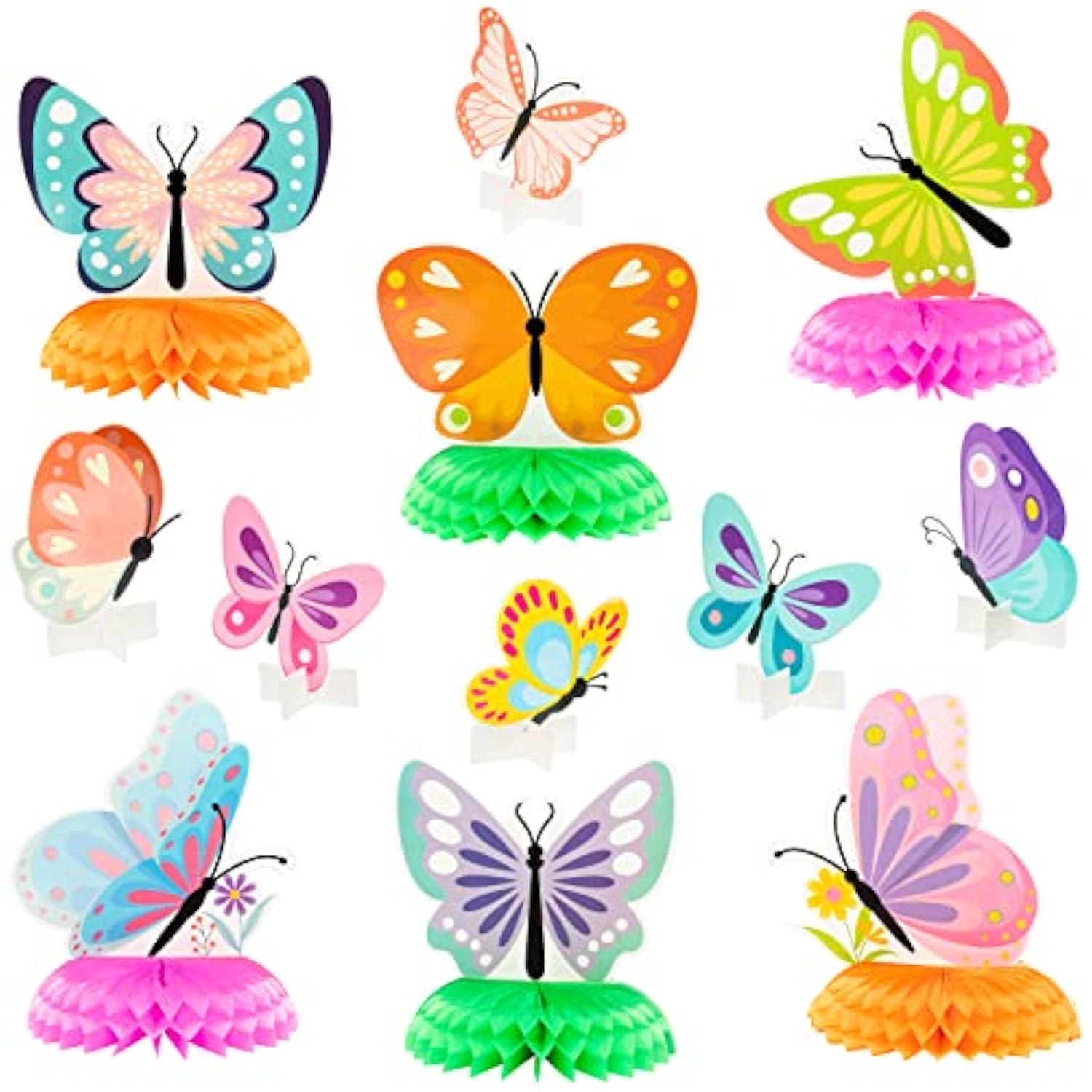12Pcs Spring Butterfly Honeycomb Centerpieces Table Toppers 3D Butterfly Table Decorations Springtime Summer Photo Booth Props For Kids Girls Baby Shower Birthday Party Wedding