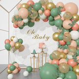 166Pcs Sage Olive Green Blush Peach Balloon Garland Arch Kit Orange White Green Gold Balloons Eucalyptus For Tropical Wedding Jungle Safari Greenery Baby Shower Birthday Party Decorations