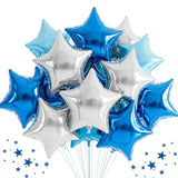 30Pcs 18 Inch Large Blue Silver Star Shape Foil Balloons Big Stars Helium Mylar Ballons For Birthday Wedding Baby Shower Anniversary Engagement Party Decorations Supplies