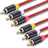 Audio Video Rca Cable 3Ft,3Rca Male To 3Rca Male 24K Gold Plated Composite Av