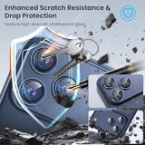 Compatible For Iphone 17 Pro/17 Pro Max Camera Lens Protector, Explosion-Proof 9H Tempered Glass With Metal Original Style Ring, Hd, Anti-Scratch Lens Protection Cover, Case Friendly (Blue)