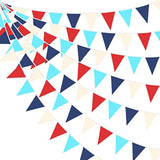 32Ft Red Blue White Nautical Pennant Banner Fabric Triangle Flag Bunti