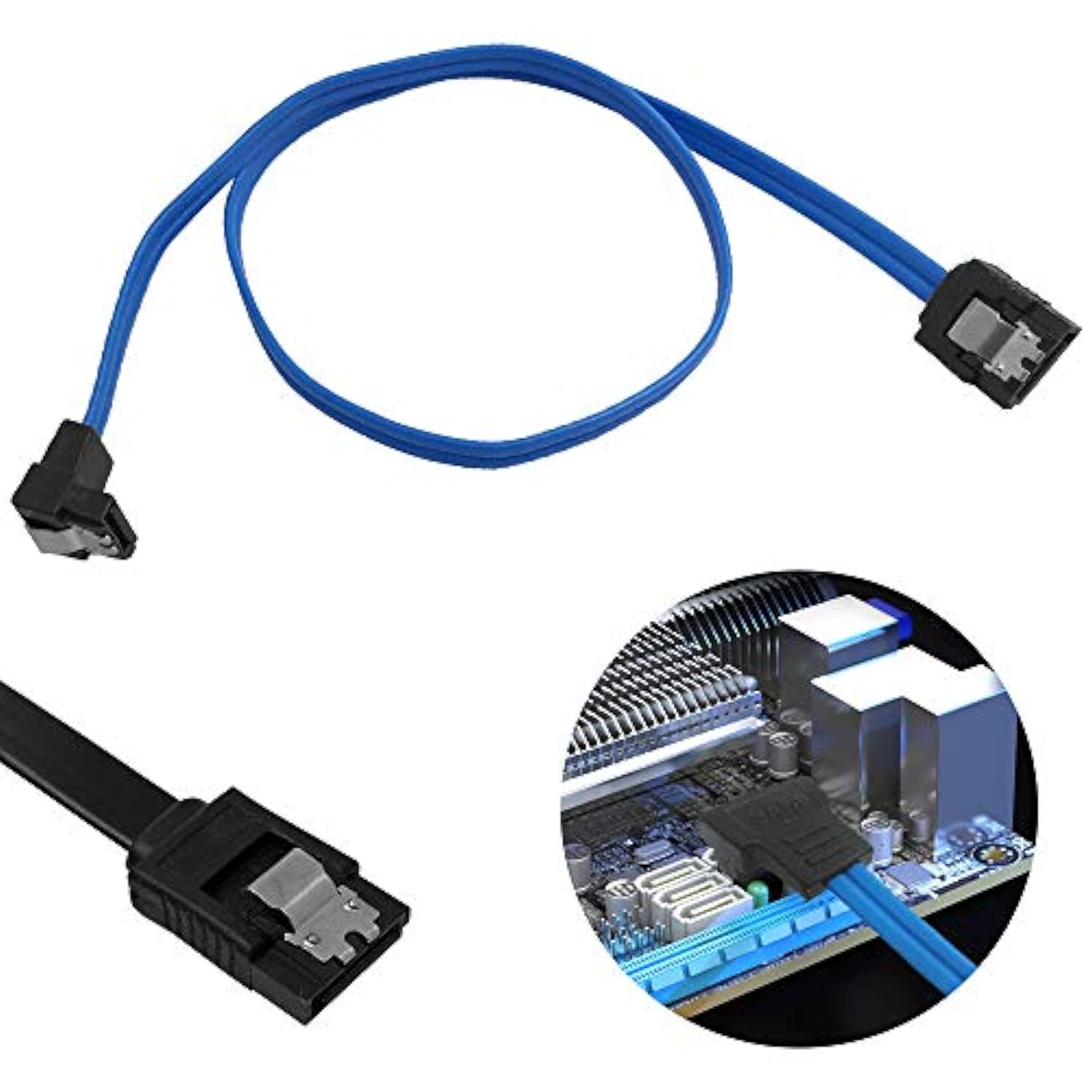 Set Of 12, Straight And 90 Degree Right-Angle Sata Iii Cable 6.0 Gbps With Loc