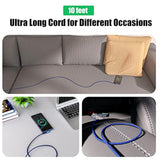 Type C Charger Fast Charging, 90 Degree Usb To Usb C Cable [10Ft,3Pack] Braide