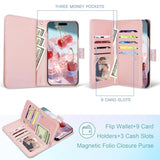 For Iphone 16 Pro Case Wallet Case For Women Girl[With 9 Card Holder]Marble Rose Gold Pu Leather Detachable Wrist Strap Full Body Slim Shockproof Flip Phone Case For Iphone 16 Pro,6.3 Inch,2024