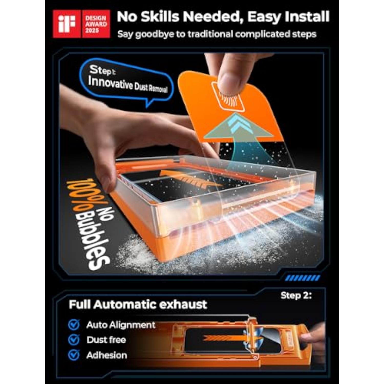 Screen Protector For Iphone 12 Pro Max [9H+ Military-Grade Aerospace Glass][Auto-Alignment Kit][Hd Clear] Shatterproof Tempered Glass Film For 12 Pro Max 6.7" Case-Friendly, Zero-Bubble