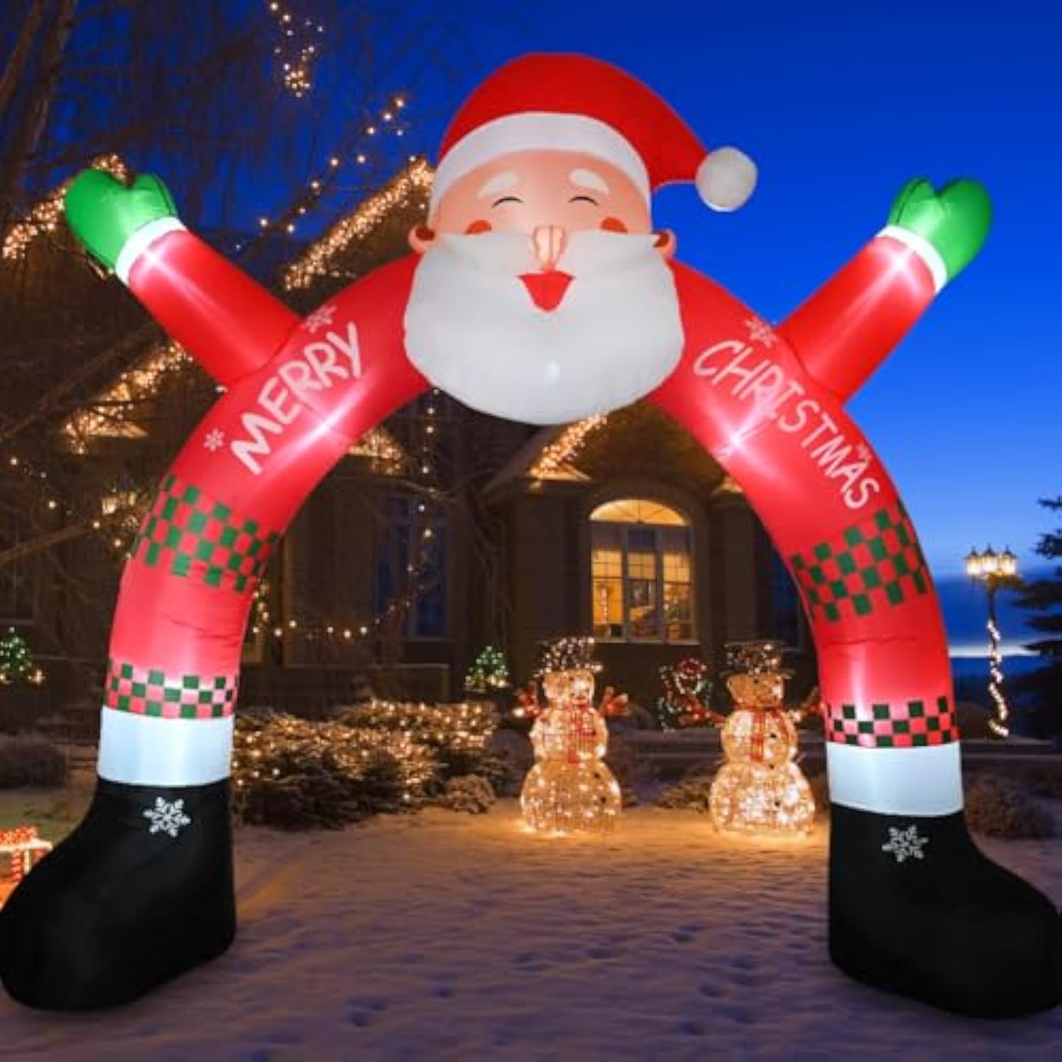 11 Ft Christmas Inflatable Archway Decorations, Christmas Inflatable Santa Claus Arch Blow Up Yard Decorations With Buil