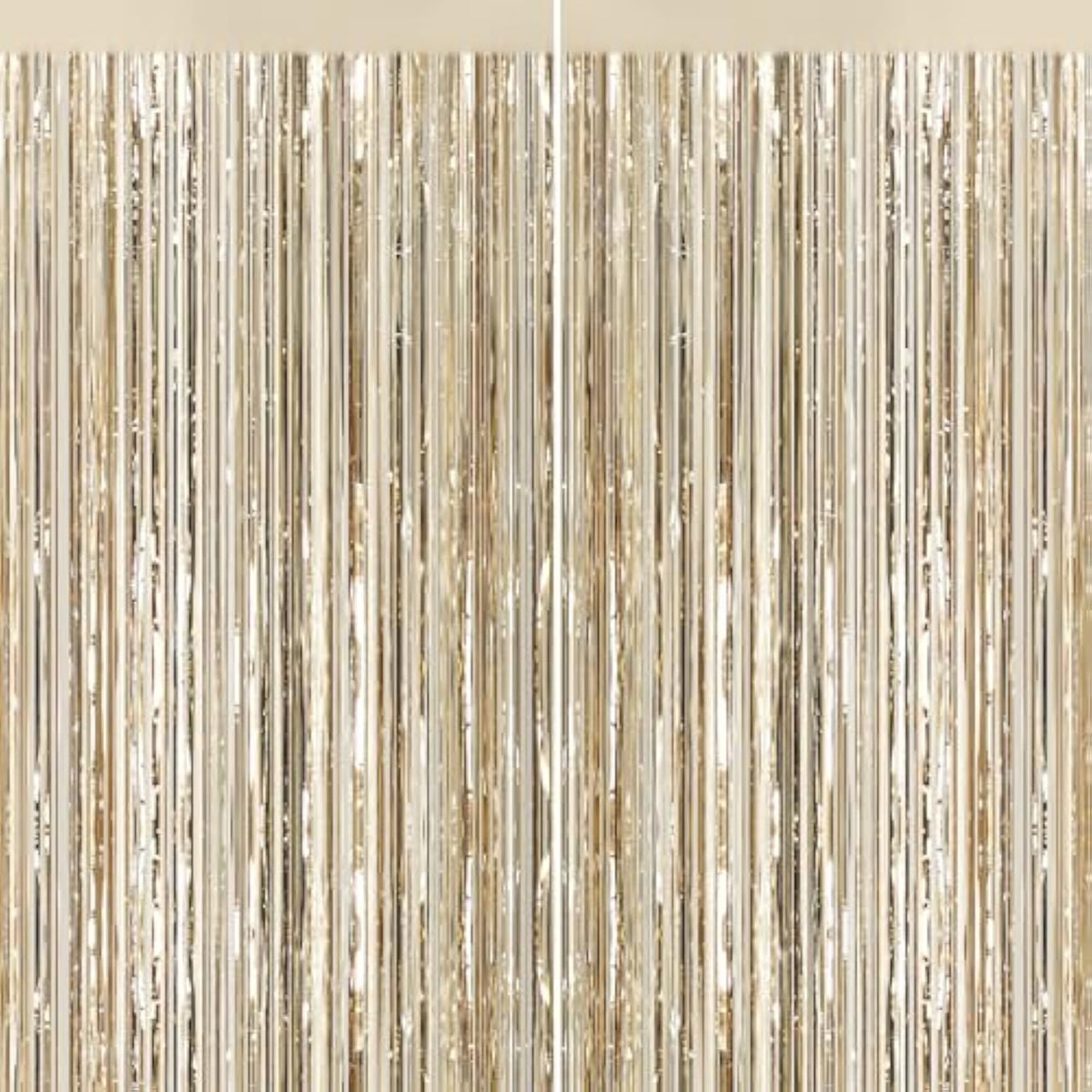 2 Pack Gold Foil Fringe Backdrop Curtains Tinsel Streamers for Party Decor
