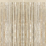 2 Pack Gold Foil Fringe Backdrop Curtains Tinsel Streamers for Party Decor