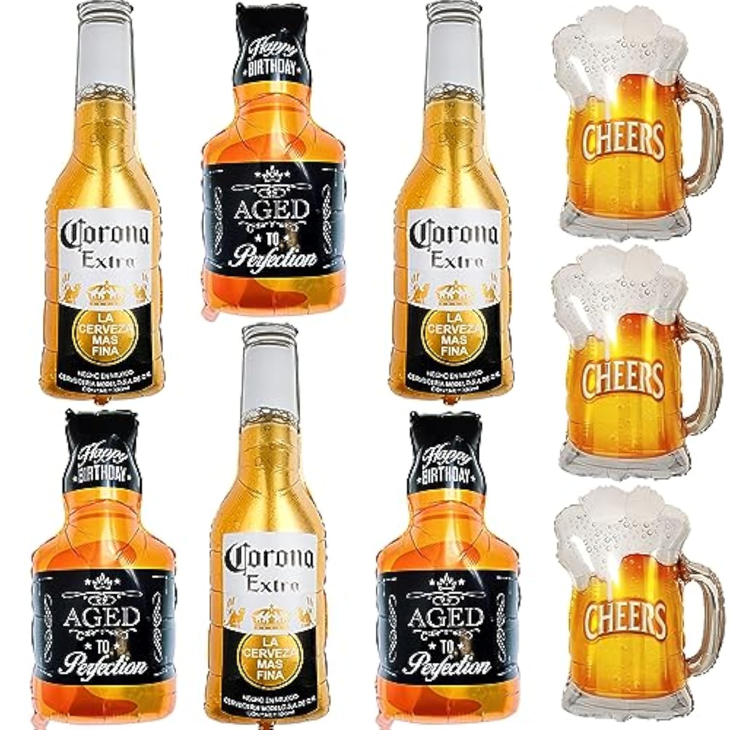 9Pcs Corona Whisky Beer Mug Mylar Helium Balloons, Men Women Boys Girls Beer Themed Birthday Party Decoration, Baby Shower Engagement Decoration Supplies