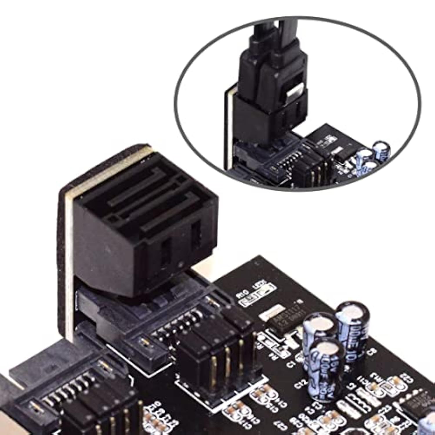 Cy Dual Sata 7Pin Male To 7Pin Female Vertical 90 Degree Angled Expansion Adap