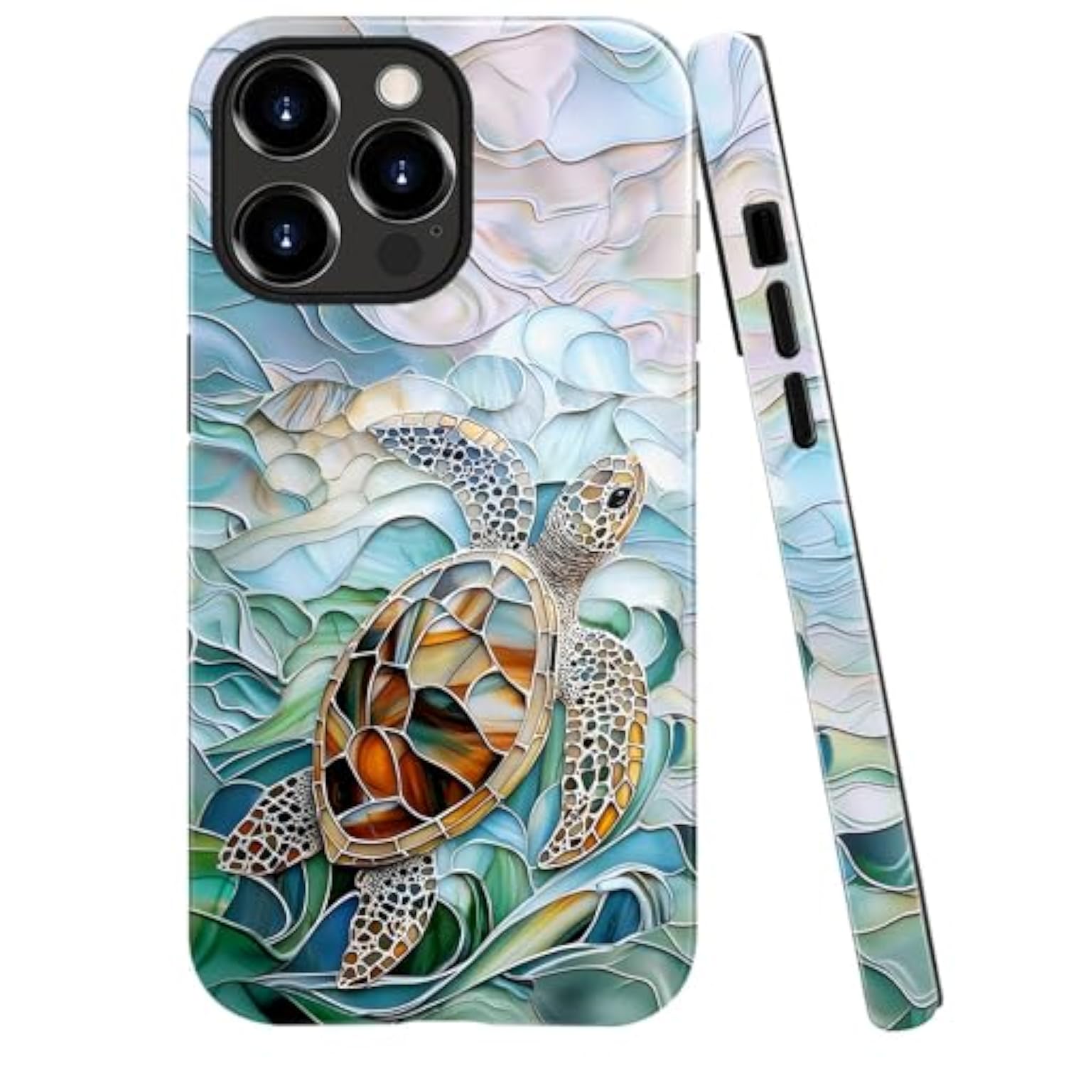 Compatible With Iphone 16 Pro Max,Anti-Scratch Glossy Case Cover,Turtle Blue Green Sea