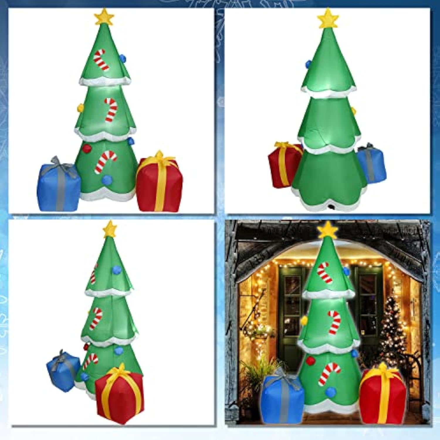 6Ft H Christmas Inflatable Christmas Tree With Gift Gags With Build-In Led Lights, Blow Up Christmas Inflatable Outdoor