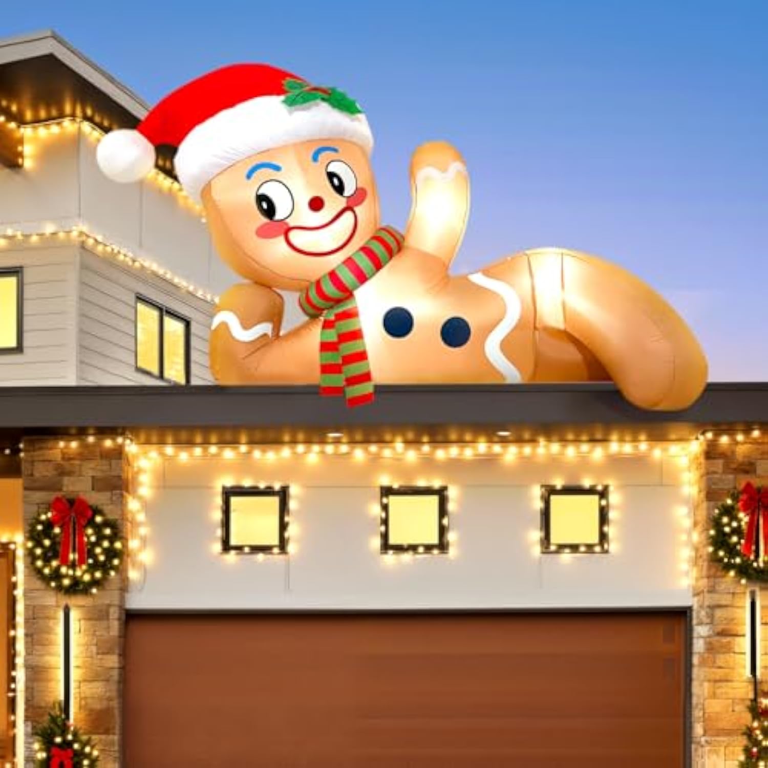 Outdoor Christmas Decorations, 10Ft Inflatable Gingerbread Man With 4 Led Lights, Blow Up Yard Decor For Garden, Lawn, I