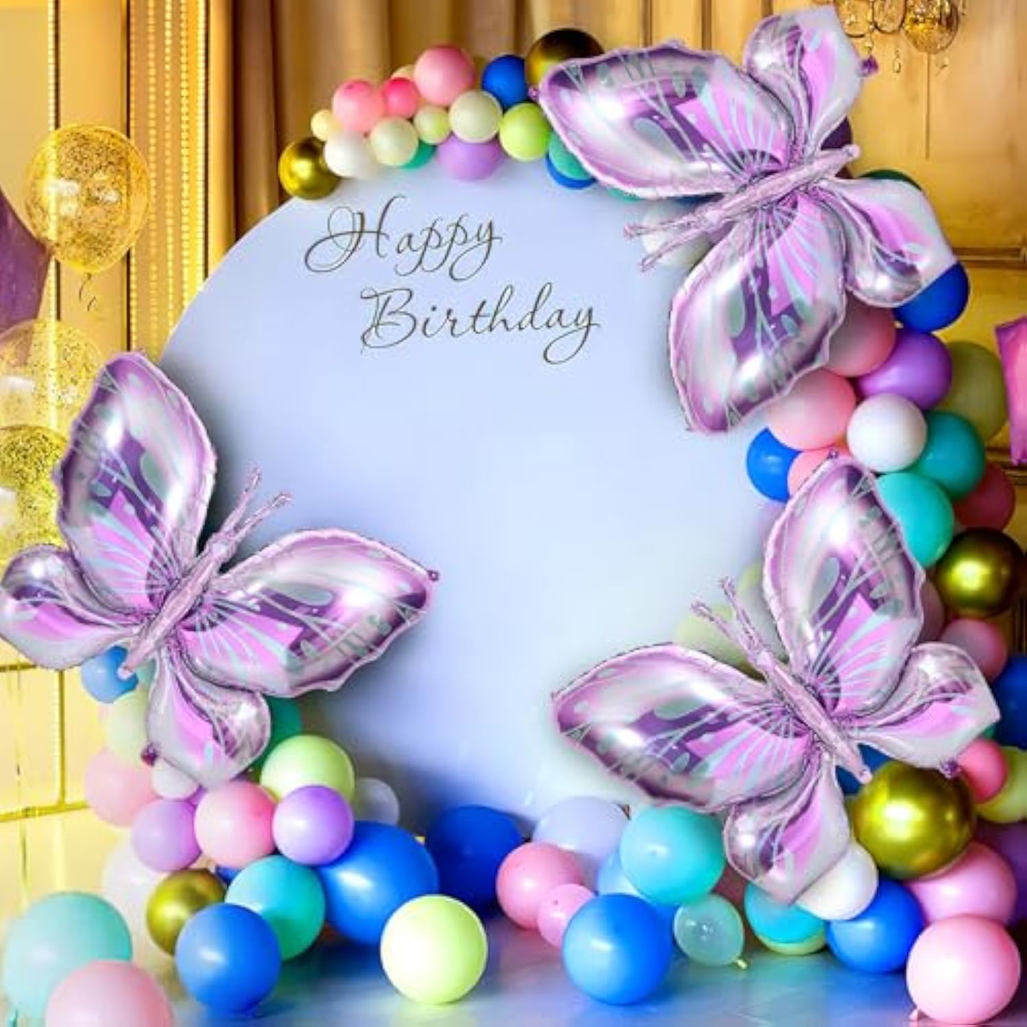 Butterfly Balloons - 10 Pcs 40 Inch Purple Pink Foil Mylar Balloons For Party, Wedding, Baby Shower Decorations