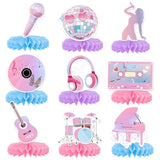 9pcs Music Party Honeycomb Centerpieces for Singer-Themed Birthday Decor