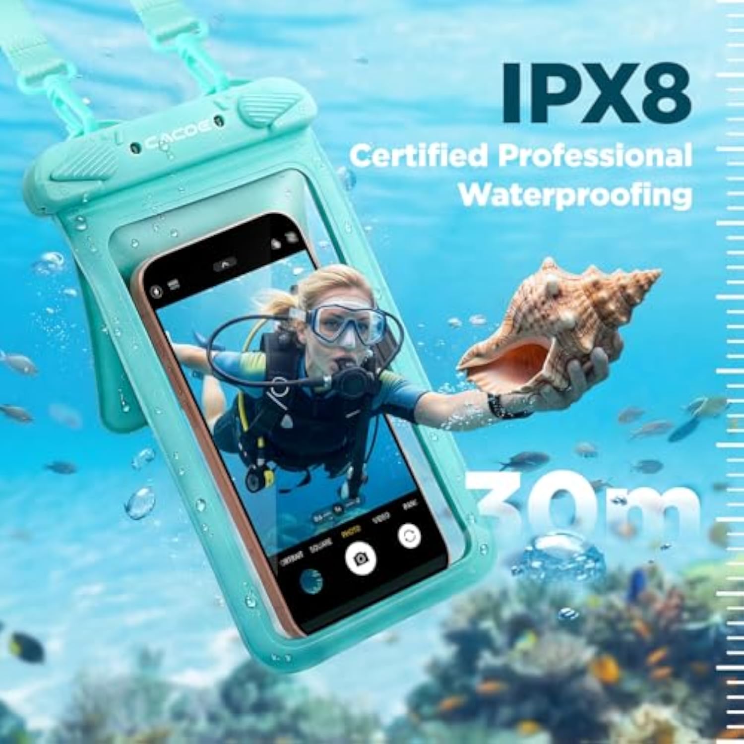 Waterproof Phone Pouch 2 Pack Up to 8.8 Double Bag Black Green