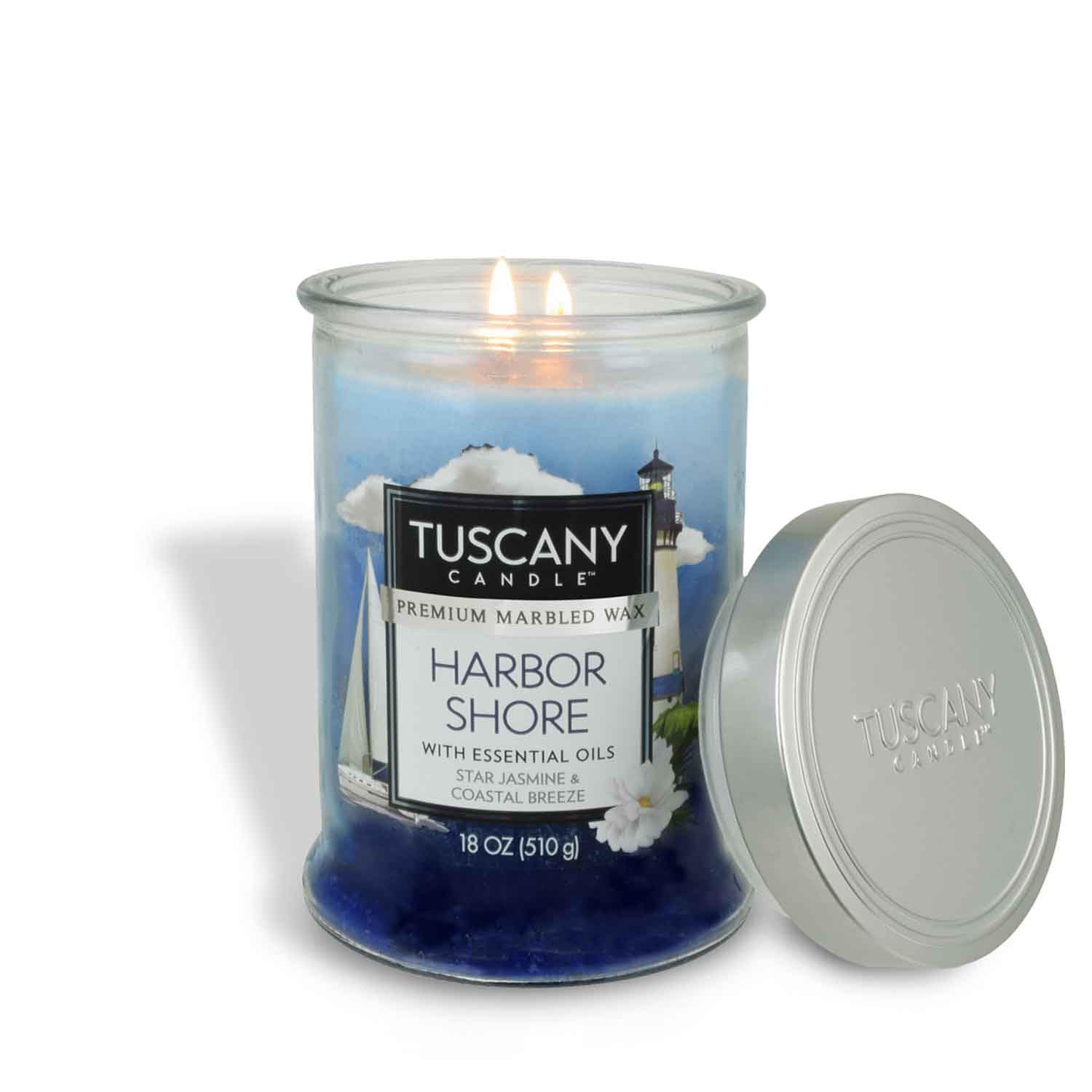 Tuscany Candle Harbor Shore: Jasmine & Linen Scented Candle, 18 Oz