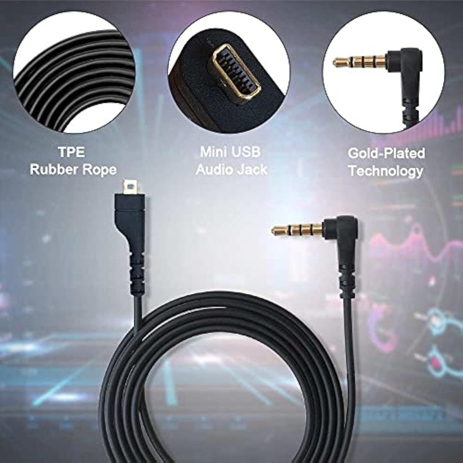 Replacement Audio Cable Compatible With Steelseries Arctis 3 Headset, Aux Cable For Steel Series Arctis3, Arctis 5, Arctis Pro Headset, 1.5 M Black Cord