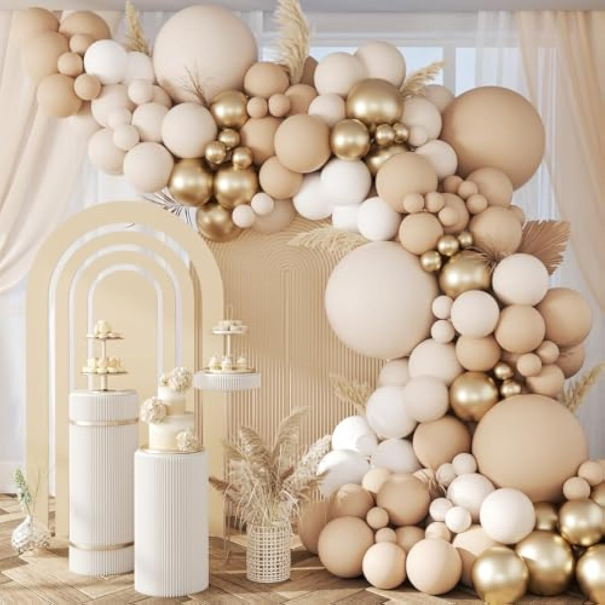 Neutral Balloon Garland Kit: Nude, Sand, White & Gold - 147 Piece