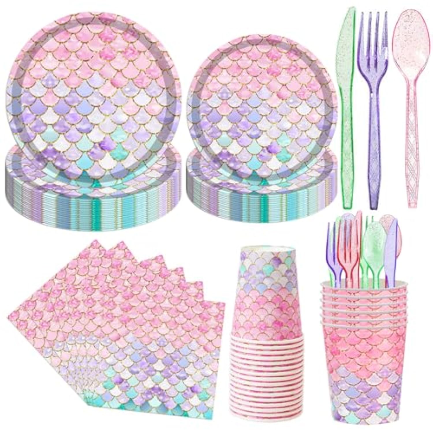 168 Pcs Little Mermaid Birthday Decorations Serve 24 Guests The Under The Sea Princess Birthday Party Decor Party Supplies Tableware Paper Plates And Napkins Cups Cake Pan For Girls Baby