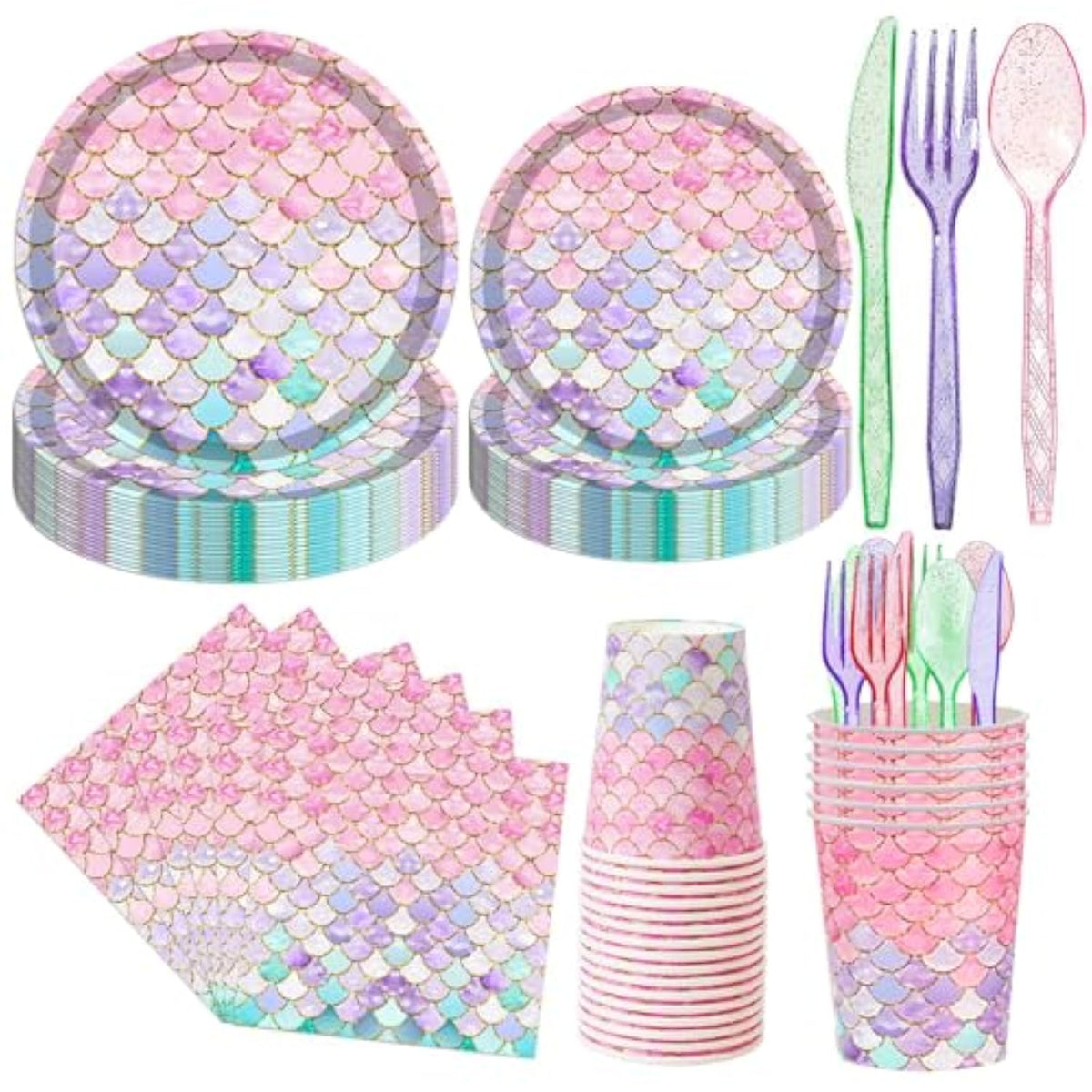 168 Pcs Little Mermaid Birthday Decorations Serve 24 Guests The Under The Sea Princess Birthday Party Decor Party Supplies Tableware Paper Plates And Napkins Cups Cake Pan For Girls Baby
