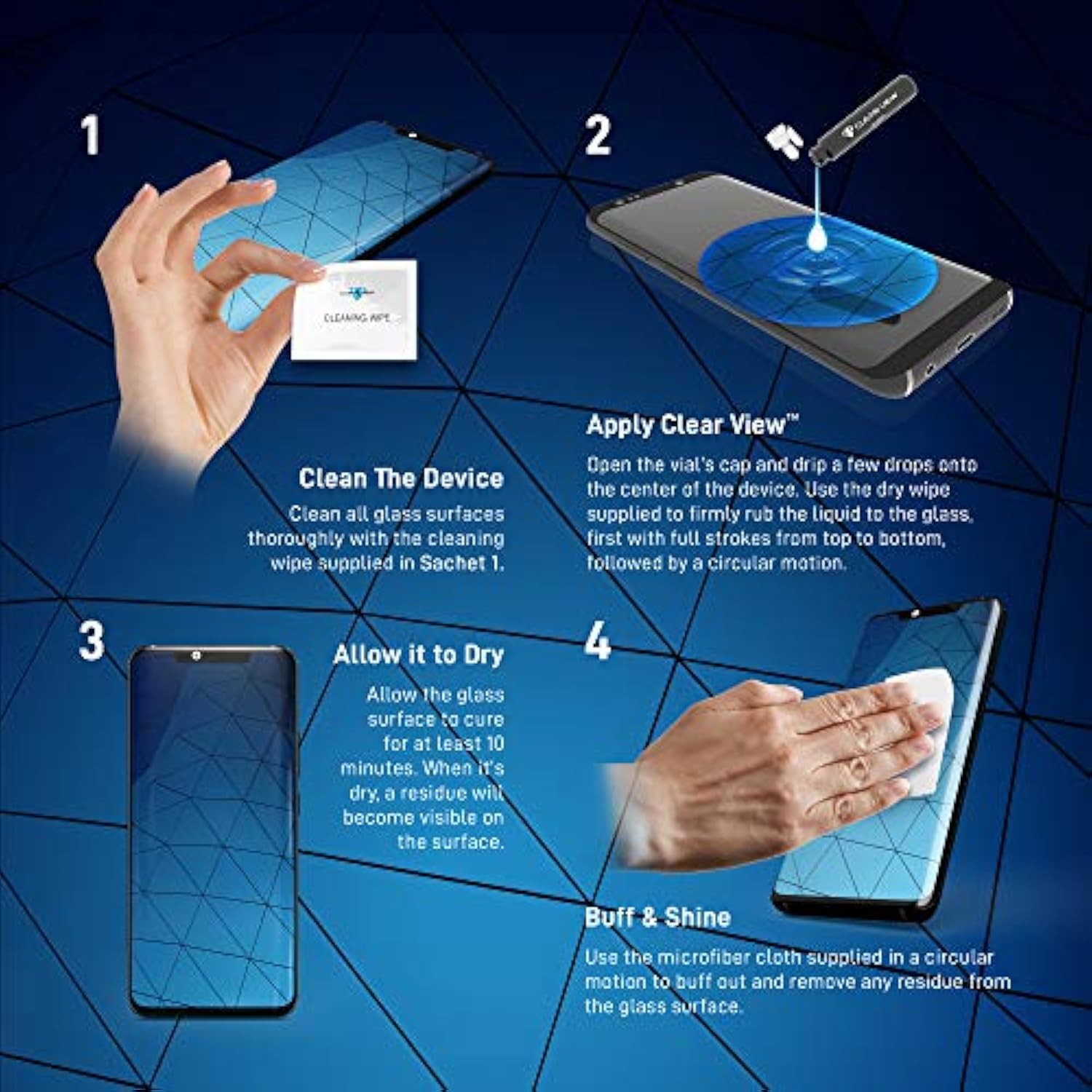 CLEARVIEW Liquid Glass Screen Protector | Covers up to 4 Devices | for All Smartphones Tablets and Watches Wipe On Nano Protection - Bottle