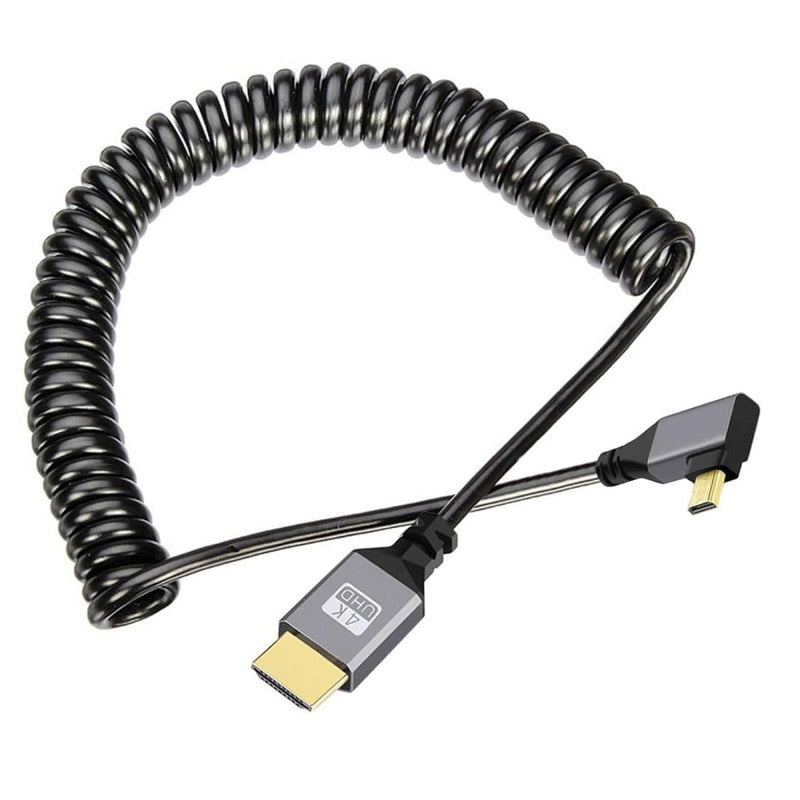 Micro Hdmi Stretch Coiled Cable Hdmi 1.4 To Micro Hdmi 90 Degree Left Angled 4