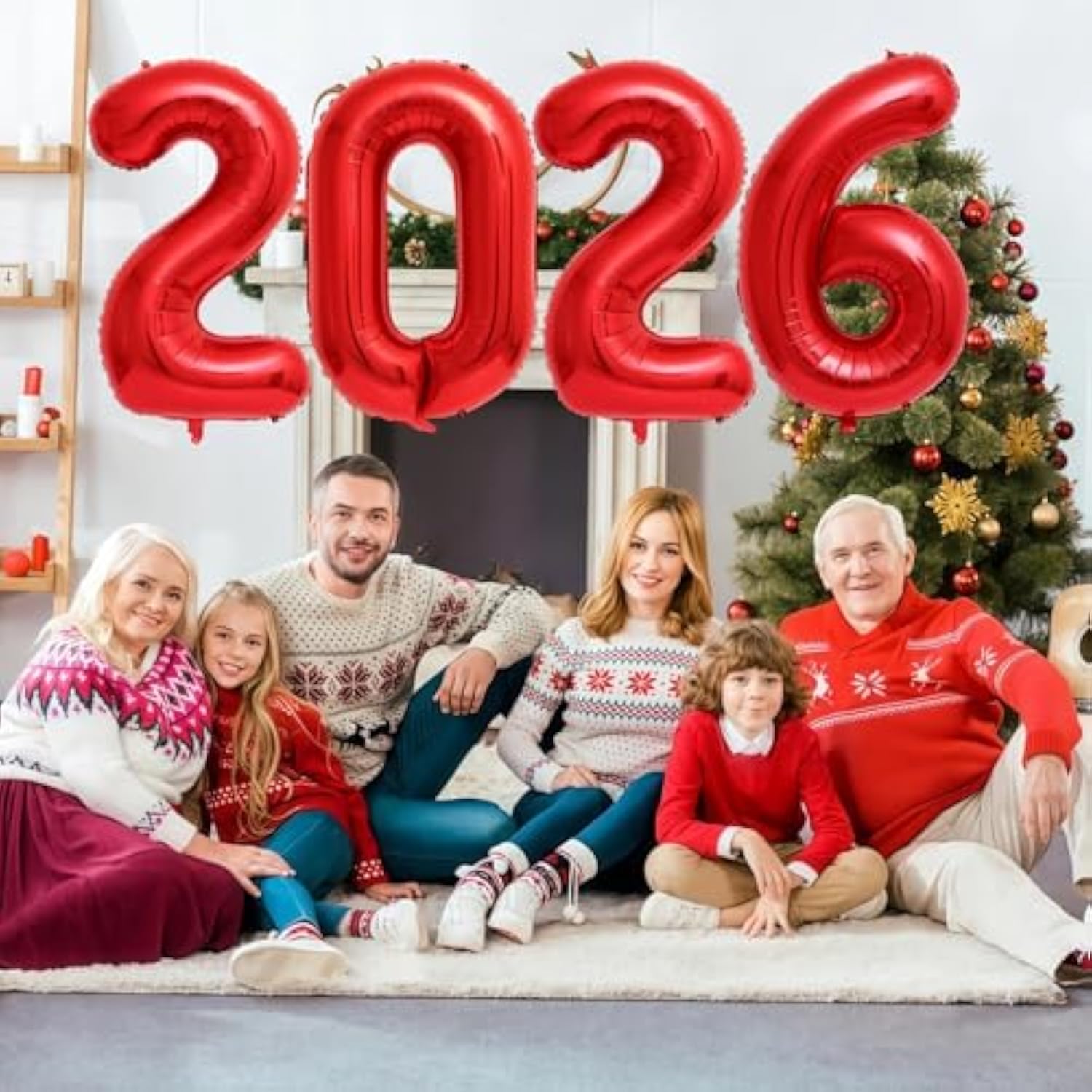 40-Inch Giant Red 2026 Number Balloons NYE & Graduation Foil Decor