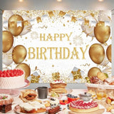 Gold Birthday Party Decoration Gold Happy Birthday Backdrop Gold Photo Background Banner Poster For Gold Party Decorations Party Supplies 70.8 X 47.2 Inch