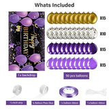 Purple And Gold Birthday Party Decorations Purple Gold Confetti Balloons Kit Happy Birthday Photography Backdrop For Girls Ladies Women Party Supplies Decor