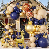 Christmas Balloon Arch Kit with Navy, Apricot, and Foil Gingerbread Balloons