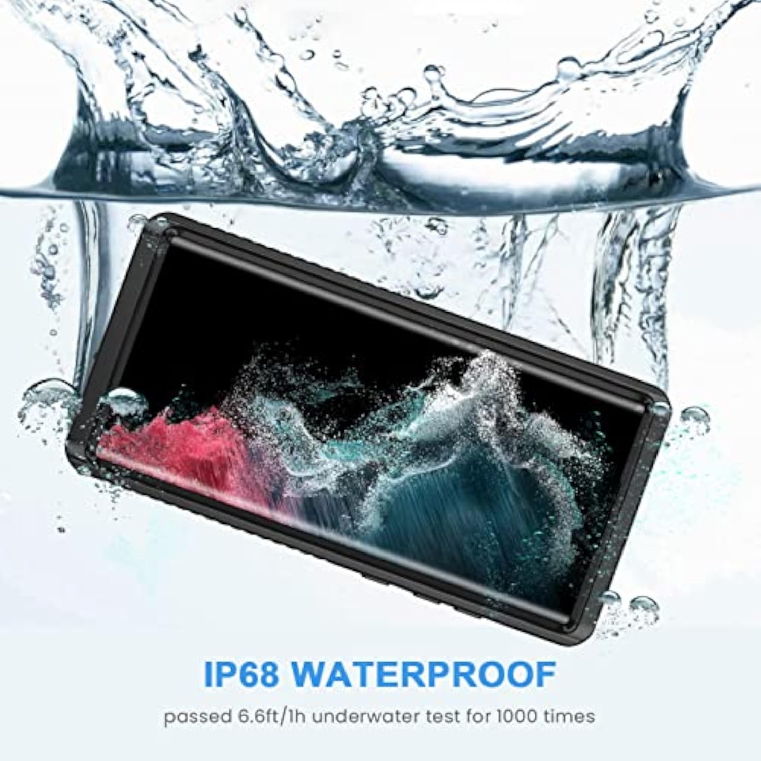 Samsung Galaxy S22 Ultra Heavy Duty Full Body Protective Case with Built-in Screen Protector, IP68 Waterproof Dustproof, Black/Clear