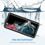 Samsung Galaxy S22 Ultra Heavy Duty Full Body Protective Case with Built-in Screen Protector, IP68 Waterproof Dustproof, Black/Clear