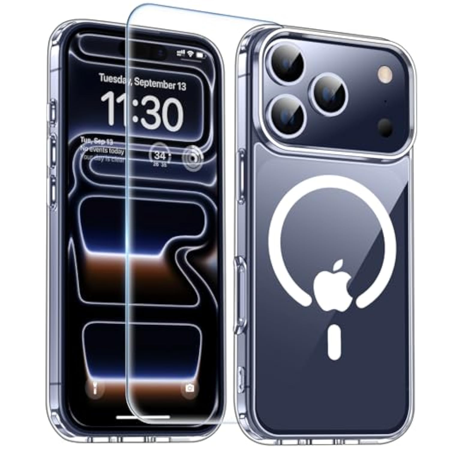 For Iphone 17 Pro Max Case With Screen Protector,[Compatible With Magsafe] Military-Grade Protection & Anti-Yellowing,Magnetic Phone Case For Iphone 17 Pro Max,Clear