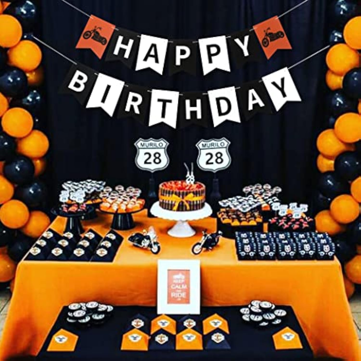 Motorcycle Birthday Banner Harley Inspired Party Decoration