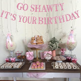Pink Go Sha It'S Your Birthday Banner - No Diy - Hip Hop Theme Glitter Happy Birthday Banner - Pre-Strung - Funny 30Th/40Th/50Th Birthday Party Decorations